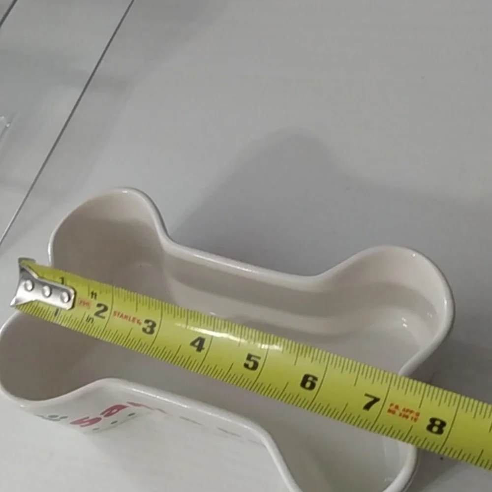 Santa Paws Bone-Shaped Dog‎ Bowl – White – 7.5